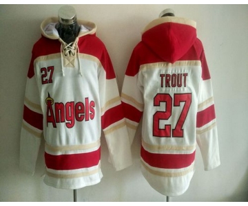 Men's LA Angels Of Anaheim #27 Mike Trout White Baseball MLB Hoodie