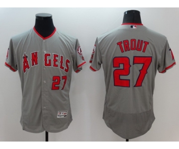Men's LA Angels of Anaheim #27 Mike Trout Gray Road 2016 Flexbase Majestic Baseball Jersey