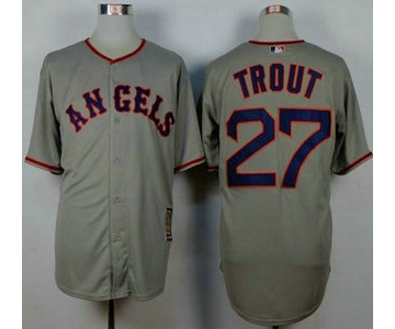 Men's LA Angels of Anaheim #27 Mike Trout Grey 1965 Turn Back The Clock Jersey
