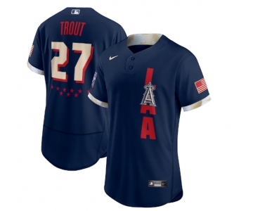 Men's Los Angeles Angels #27 Mike Trout 2021 Navy All-Star Flex Base Stitched MLB Jersey