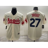 Men's Los Angeles Angels #27 Mike Trout Cream 2022 City Connect Cool Base Stitched Jersey