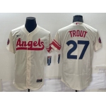 Men's Los Angeles Angels #27 Mike Trout Cream 2022 City Connect Flex Base Stitched Jersey