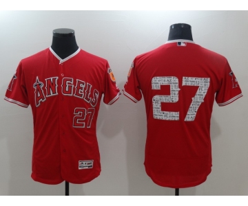 Men's Los Angeles Angels #27 Mike Trout Red Flex Base Stitched Baseball Jersey