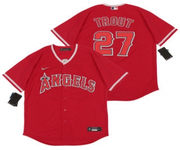 Men's Los Angeles Angels #27 Mike Trout Red Stitched MLB Cool Base Nike Jersey