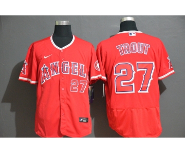 Men's Los Angeles Angels #27 Mike Trout Red Stitched MLB Flex Base Nike Jersey