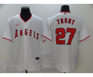Men's Los Angeles Angels #27 Mike Trout White Stitched MLB Cool Base Nike Jersey