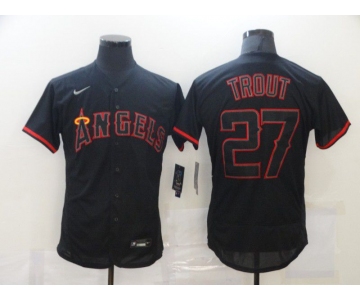 Men's Los Angeles Angels of Anaheim #27 Mike Trout Lights Out Black Fashion Flexbase Nike Jersey