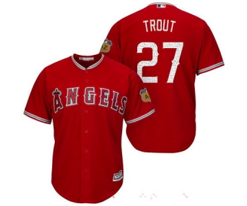 Men's Los Angeles Angels of Anaheim #27 Mike Trout Red 2017 Spring Training Stitched MLB Majestic Cool Base Jersey
