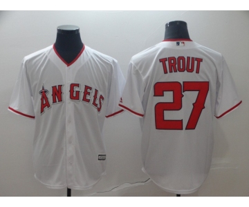 Men's Los Angeles Angels of Anaheim 27 Mike Trout White Cool Base Jersey