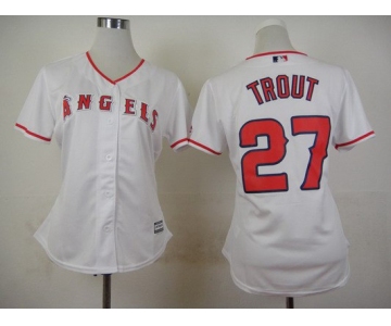 Women's LA Angels Of Anaheim #27 Mike Trout Home White 2015 MLB Cool Base Jersey