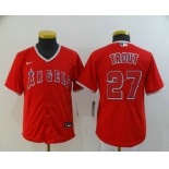 Youth Los Angeles Angels #27 Mike Trout Red Stitched MLB Cool Base Nike Jersey