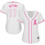 Angels #17 Shohei Ohtani White Pink Fashion Women's Stitched Baseball Jersey