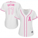 Angels #17 Shohei Ohtani White Pink Fashion Women's Stitched Baseball Jersey