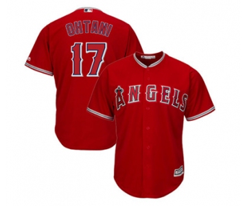 LA Angels #17 Shohei Ohtani Red Majestic MLB Men's Player Replica Cool Base Jersey