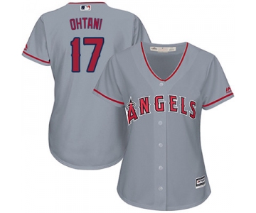 LA Angels of Anaheim #17 Shohei Ohtani Grey Road Women's Stitched MLB Jersey