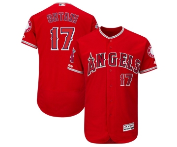 Men's LA Angels of Anaheim 17 Shohei Ohtani Scarlet 150th Patch Flexbase Jersey