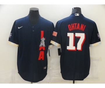 Men's Los Angeles Angels #17 Shohei Ohtani 2021 Navy All-Star Cool Base Stitched MLB Jersey