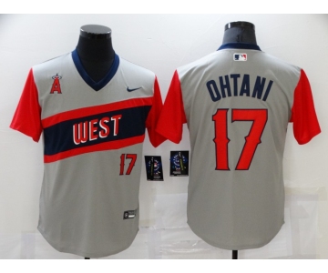 Men's Los Angeles Angels #17 Shohei Ohtani Grey 2021 Little League Classic Stitched Nike Jersey