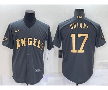 Men's Los Angeles Angels #17 Shohei Ohtani Grey 2022 All Star Stitched Cool Base Nike Jersey