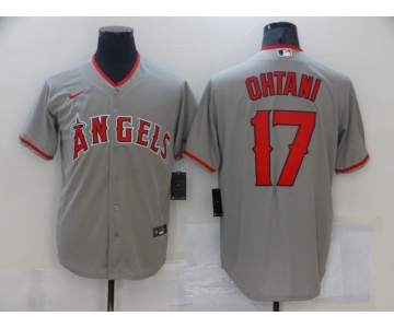 Men's Los Angeles Angels #17 Shohei Ohtani Grey Stitched MLB Cool Base Nike Jersey