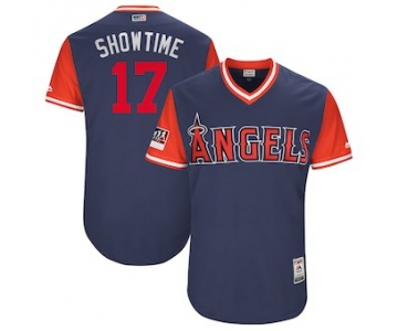 Men's Los Angeles Angels 17 Shohei Ohtani Showtime Majestic Navy 2018 Players' Weekend Authentic Jersey