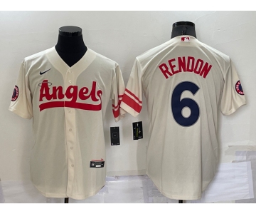 Men's Los Angeles Angels #6 Anthony Rendon Cream 2022 City Connect Cool Base Stitched Jersey