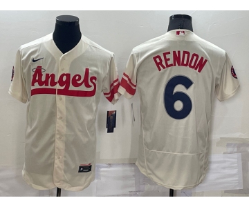 Men's Los Angeles Angels #6 Anthony Rendon Cream 2022 City Connect Flex Base Stitched Jersey