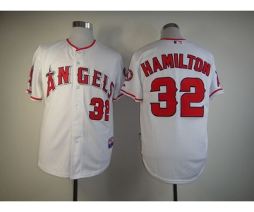 LA Angels of Anaheim #32 Josh Hamilton White Jersey