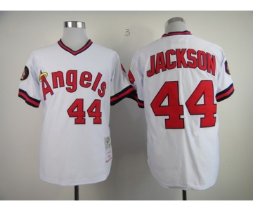 LA Angels of Anaheim #44 Reggie Jackson 1982 White Throwback Jersey
