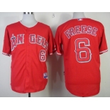 LA Angels of Anaheim #6 David Freese Red Jersey