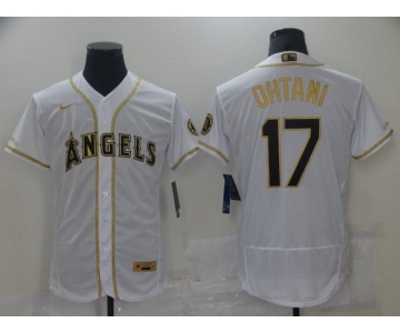 Men Los Angeles Angels 17 Ohtani White Elite 2021 Nike MLB Jersey