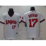 Men Los Angeles Angels 17 Ohtani White Game Throwback 2021 Nike MLB Jersey