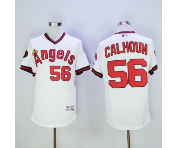 Men's LA Angels of Anaheim #56 Kole Calhoun White Pullover 2016 Flexbase Majestic Baseball Jersey