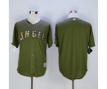 Men's LA Angels of Anaheim Blank Green Salute to Service Majestic Baseball Jersey
