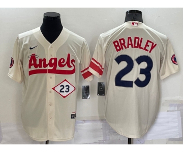 Men's Los Angeles Angels #23 Archie Bradley Number Cream 2022 City Connect Cool Base Stitched Jersey