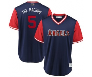 Men's Los Angeles Angels 5 Albert Pujols The Machine Majestic Navy 2018 Players' Weekend Cool Base Jersey