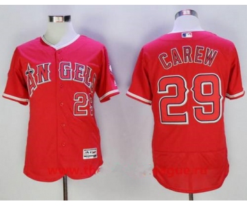 Men's Los Angeles Angels Of Anaheim #29 Rod Carew Retired Red Stitched MLB Majestic Flex Base Jersey