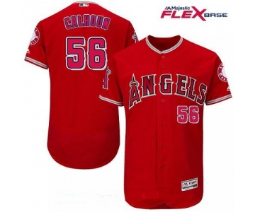 Men's Los Angeles Angels Of Anaheim #56 Kole Calhoun Red Alternate Stitched MLB Majestic Flex Base Jersey