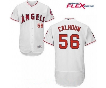 Men's Los Angeles Angels Of Anaheim #56 Kole Calhoun White Home Stitched MLB Majestic Flex Base Jersey