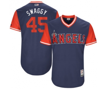Men's Los Angeles Angels Tyler Skaggs Swaggy Majestic Navy 2017 Players Weekend Authentic Jersey