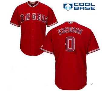 Men's Los Angeles Angels of Anaheim #0 Yunel Escobar Red Alternate Stitched MLB Majestic Cool Base Jersey