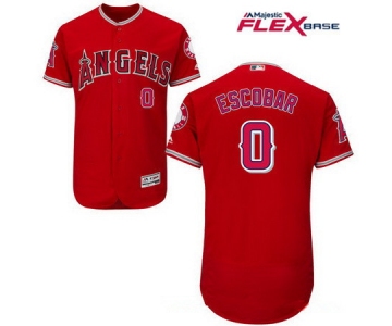 Men's Los Angeles Angels of Anaheim #0 Yunel Escobar Red Alternate Stitched MLB Majestic Flex Base Jersey