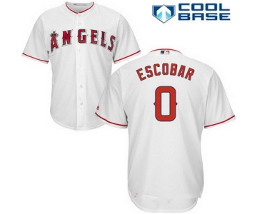 Men's Los Angeles Angels of Anaheim #0 Yunel Escobar White Home Stitched MLB Majestic Cool Base Jersey