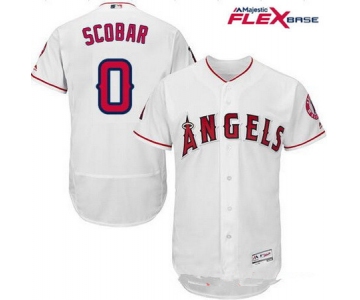 Men's Los Angeles Angels of Anaheim #0 Yunel Escobar White Home Stitched MLB Majestic Flex Base Jersey