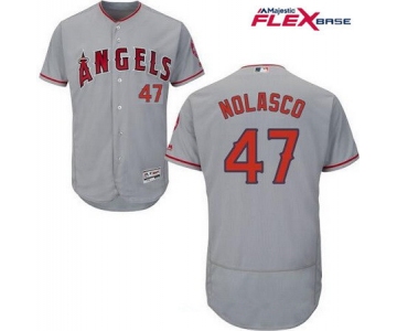Men's Los Angeles Angels of Anaheim #47 Ricky Nolasco Gray Road Stitched MLB Majestic Flex Base Jersey