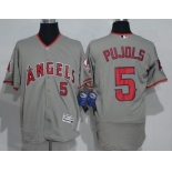 Men's Los Angeles Angels of Anaheim #5 Albert Pujols Gray Road Stitched MLB Majestic Flex Base Jersey