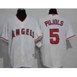 Men's Los Angeles Angels of Anaheim #5 Albert Pujols White Home Stitched MLB Majestic Cool Base Jersey