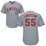 Men's Los Angeles Angels of Anaheim #55 Tim Lincecum Gray MLB Cool Base Stitched Jersey
