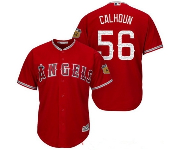 Men's Los Angeles Angels of Anaheim #56 Kole Calhoun Red 2017 Spring Training Stitched MLB Majestic Cool Base Jersey