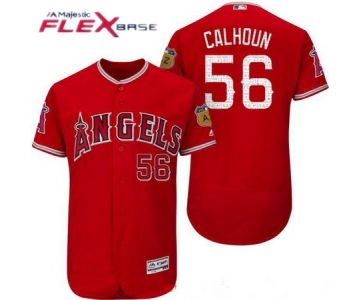 Men's Los Angeles Angels of Anaheim #56 Kole Calhoun Red 2017 Spring Training Stitched MLB Majestic Flex Base Jersey